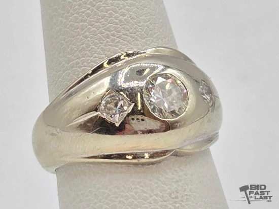 14K White Gold 3 Diamond Ring, 8.03g