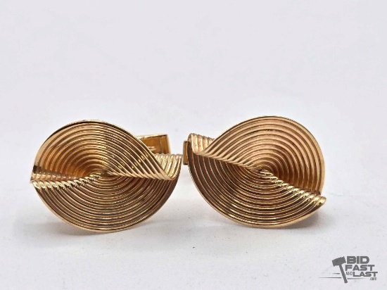 14K Gold Swirl Cufflinks, 8.07g