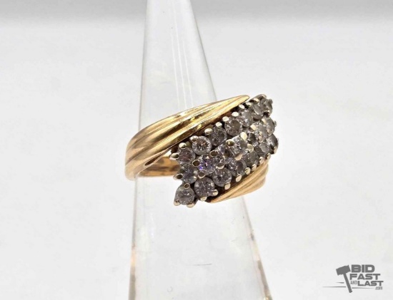 14K Gold Diamond Cluster Ring, 6.86g