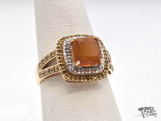 10K Gold Diamond & Semi-Precious Stone Ring, 3.11g