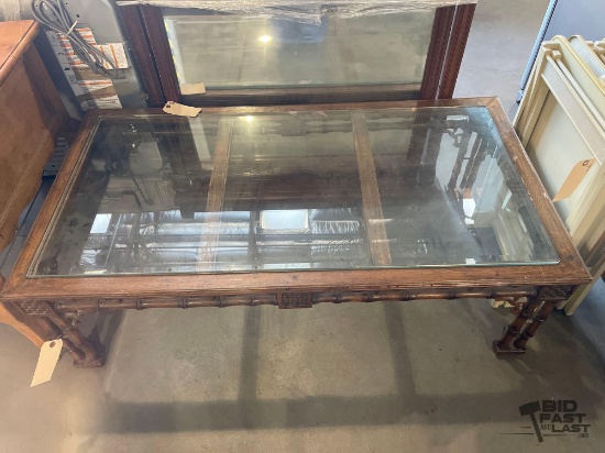 Glass Top Bamboo Style Coffee Table