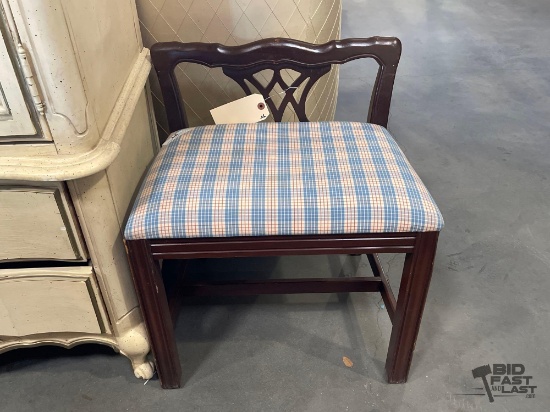Upholstered Plaid Bench