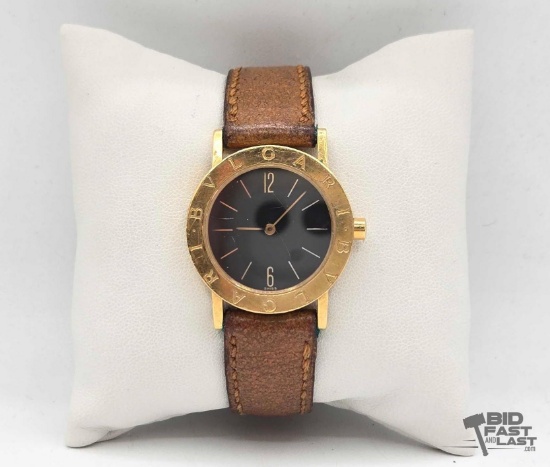 AUTHENTICATED!!! Bvlgari Quartz Watch with Leather Band