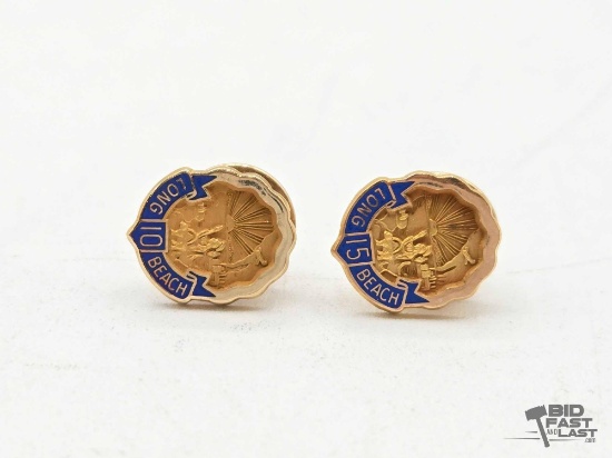 (2) 1/10 10k Gold Long Beach Pins, 2.84g