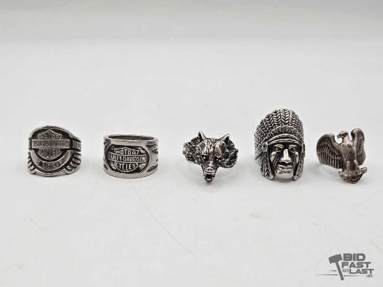 (1) Sterling Silver Ring & (4) Costume Jewelry Rings