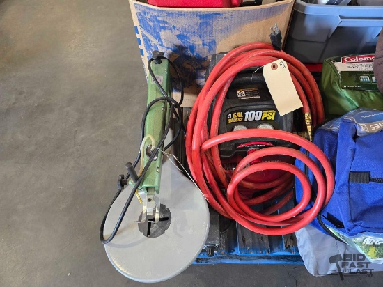 Central Pneumatic 3 Gal Air Compressor and Central Machinery 16" Scroll Saw