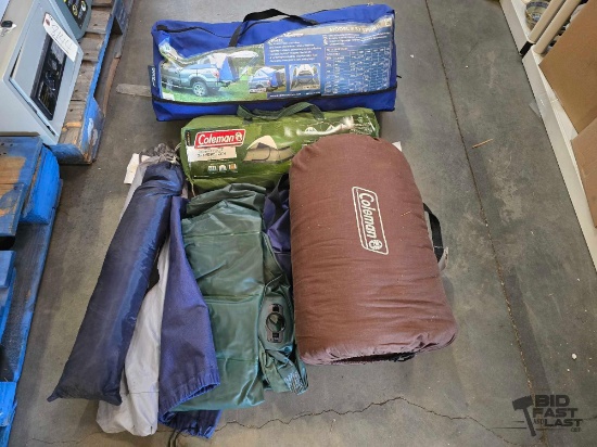 (2) Tents, (1) Sportz Truck Tent, (1) Sleeping Bag, and (1) Air Mattress