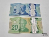 Canadian $5 & $10 Banknotes