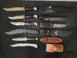 (5) Knives, (1) Pocket Knife, All with Sheaths