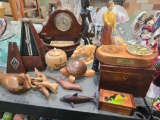 Wooden Figures, Clock, Bowl & More