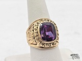 14K Gold & Purple Sapphire 1975 Peace Officer Academy Ring, 18.01g