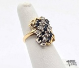 14K Gold Diamond & Topaz Cluster Ring, 6.89g
