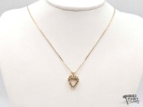 14K Gold Diamond Heart Necklace, 3.90g