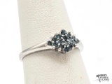 14K White Gold Diamond Cluster Ring, 2.24g