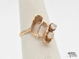 14K Gold Diamond Swirl Ring, 1.57g