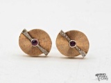 14K Gold Diamond & Ruby Cufflinks, 16.98g