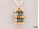 14K Gold Capsule Pendant, 5.89g