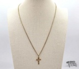 14K Gold Necklace with Cross Pendant, 9.67g