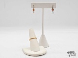 14K Gold Band Ring & Earrings, 2.80g