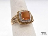 10K Gold Diamond & Semi-Precious Stone Ring, 3.11g