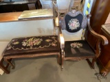 Upholstered Floral Design Bench & Rocking Chair