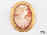 10K Gold Cameo Pin, 6.42g