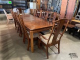 Wooden (2) Leaf Table & (10) Chairs