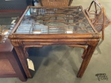 Wooden Glass Top End Table