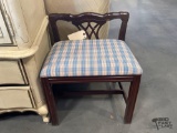 Upholstered Plaid Bench