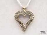 10K Gold Diamond Heart Pendant, 2.54g