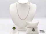 Sterling Silver Necklace, Ring & Bracelet with Pendant, 22.77g