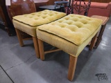 (2) Green Mid Century Footstools