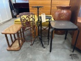 (4) Planter Stands and (1) Candle Stand