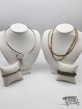 Sterling Silver Necklaces and Bracelets, 126g