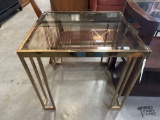 Smoked Glass Table with Gold Toned Frame