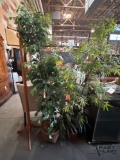 Coat Rack and 2 Faux Plants