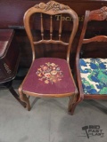 Wooden Chair With Embroidered Seat