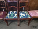 (2) Wooden Chairs With Upholstered Seats