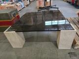 Glass Table with Marbel Legs