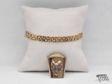 Costume Jewelry Chain Bracelet & Bolo Tie Clip with Saddle