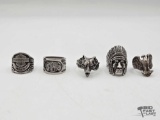 (1) Sterling Silver Ring & (4) Costume Jewelry Rings