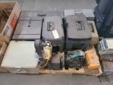 (2) Belt Sanders, Bench Grinder, Power Drill, (2) Toolboxes, (2) Toolbox/Step Stools, Sewing