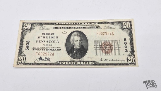 1929 $20 Red Seal Dollar Banknote