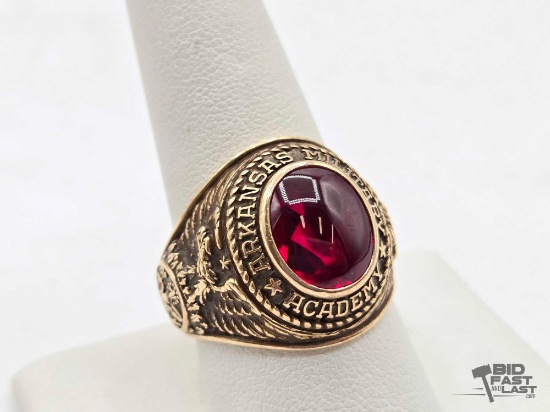 10K Gold Sapphire 1961 Arkansas Military Academy Class Ring, 11.55g