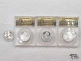 (3) Graded Standing Liberty Quarters and (1) Washington Quarter