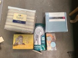 (2) Bed Sheet Sets, Power Massage Hand Shower, Andis Vibrator, Braveheart VHS, Necklace