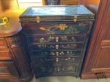 Oriental Style Dresser with Bird and Flower Artwork