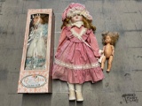 (2) Porcelain Dolls and (1) Plastic Doll