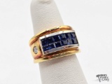 18K Gold Diamond & Sapphire Ring, 13.71g
