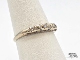 14k White Gold 3 Diamond Center Ring, 1.75g
